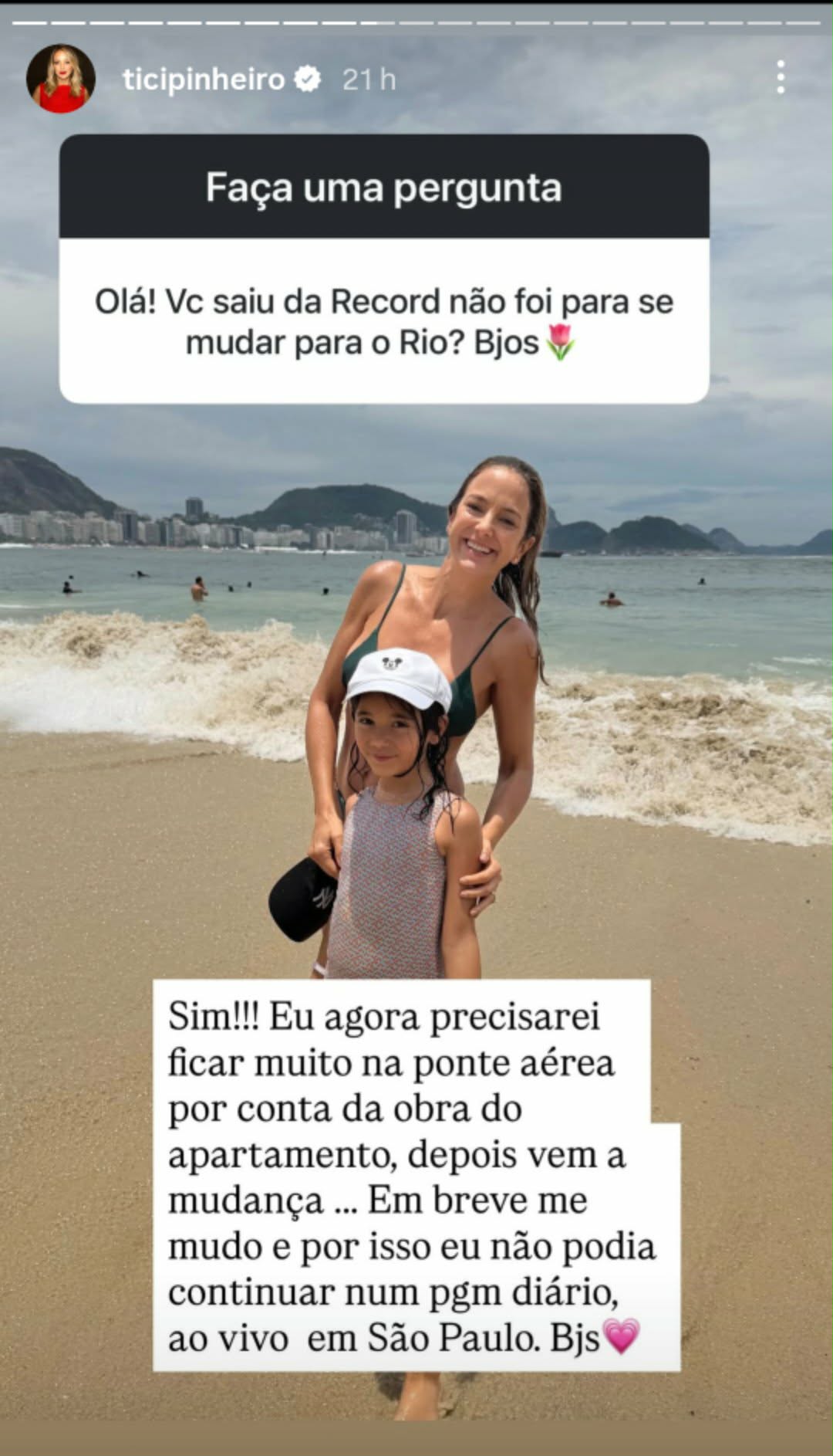 Ticiane Pinheiro fala sobre mudança para o Rio de Janeiro - Foto: @ticipinheiro