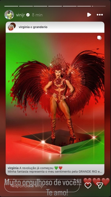 Virginia ganha homenagem de Vini Jr. após estreia no Carnaval - Foto: @vinijr