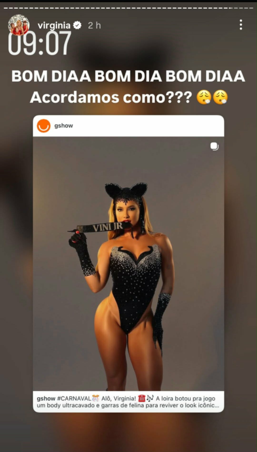 Virginia faz ensaio com surpresa para Vini Jr.