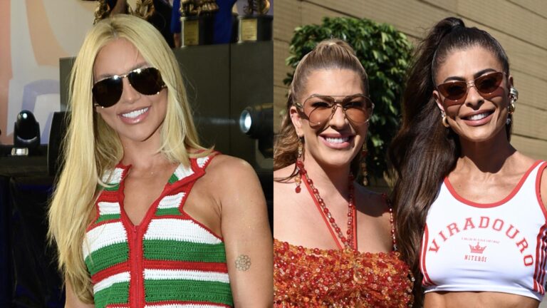 Famosas usam looks com detalhe idêntico na apuração das escolas de samba no RJ