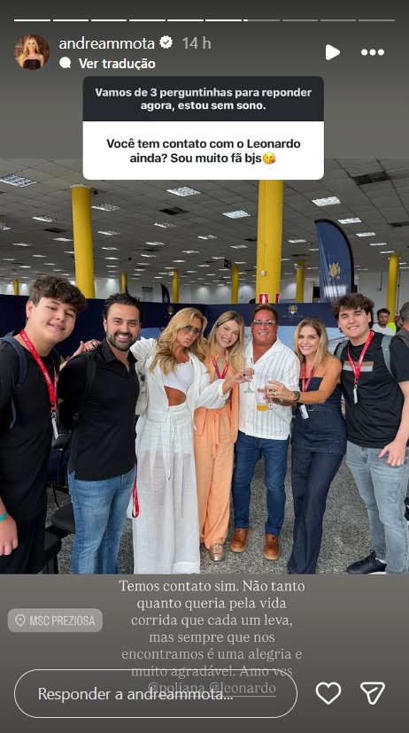 Andréa Mota mantém boa relação com Leonardo, irmão de Leandro - Foto: Reprodução/Instagram @andreammota