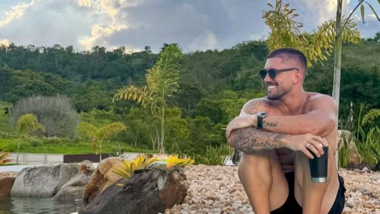 Ex-BBB investe R$ 1,35 milhão e constrói praia particular com lago de água salgada em sítio no Espírito Santo