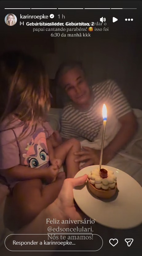 Edson Celulari ganha surpresa da filha caçula - Foto: Reprodução/Instagram @karinroepke