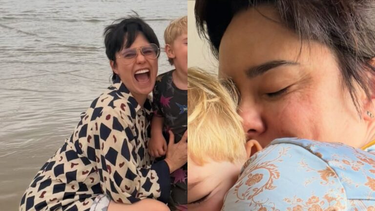 Fernanda Vasconcellos compartilha fotos raras com o marido e o filho durante viagem