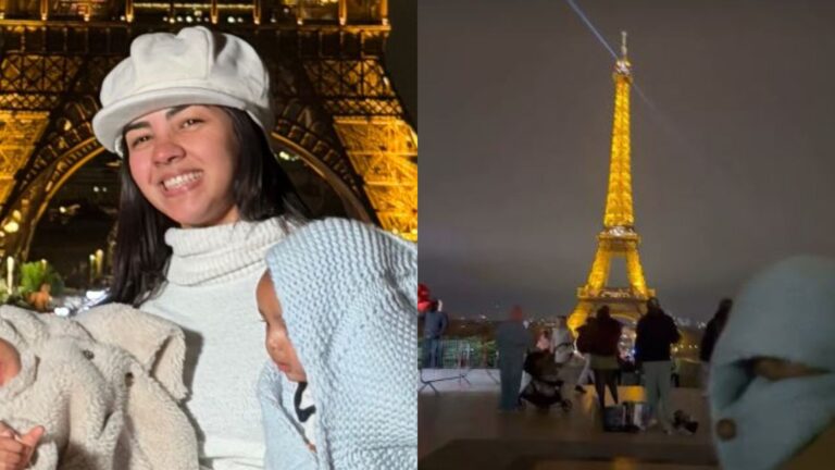 Aos 24 anos, esposa de João Gomes se emociona ao levar os filhos para conhecer a Torre Eiffel: “Sempre sonhei”