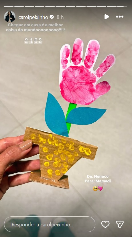 Carol Peixinho ganha presente especial do filho, Bento - Foto: Reprodução / Instagram @carolpeixinho
