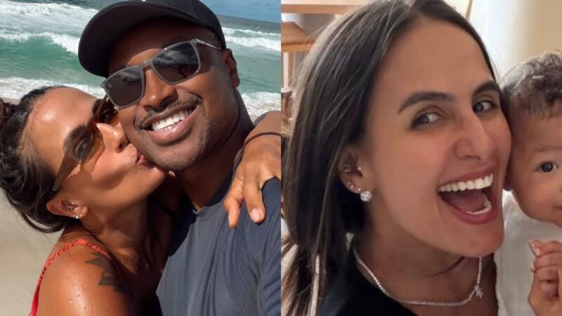 Aos 5 meses, filho de Carol Peixinho e Thiaguinho rouba a cena em novas fotos com os pais