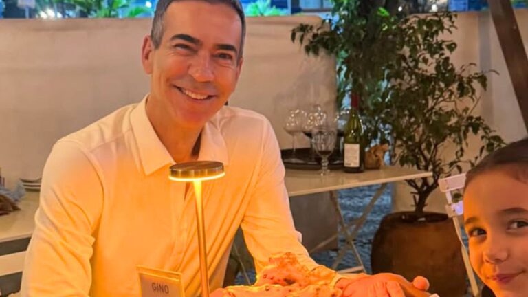 César Tralli mostra momento ‘pai e filha’ com a herdeira de 6 anos: ‘Quem ama, cuida’