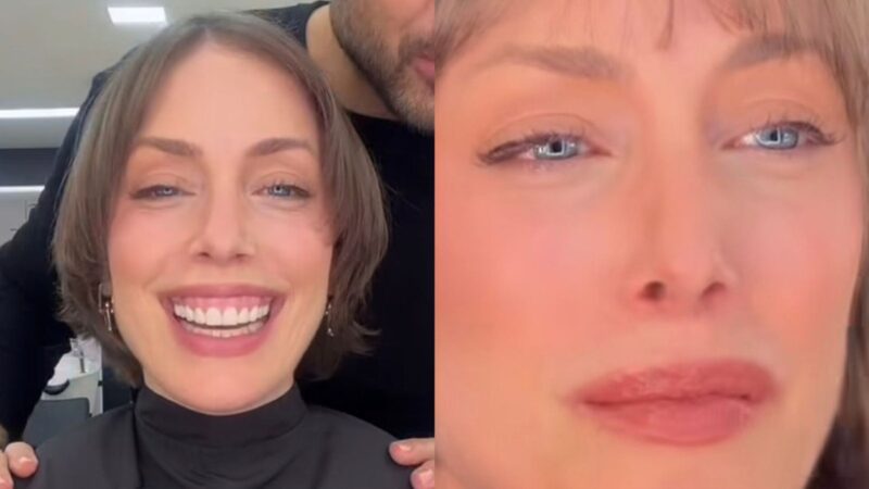 Fabiana Justus chora ao ver seu novo cabelo após mudança no salão: ‘Emoção’