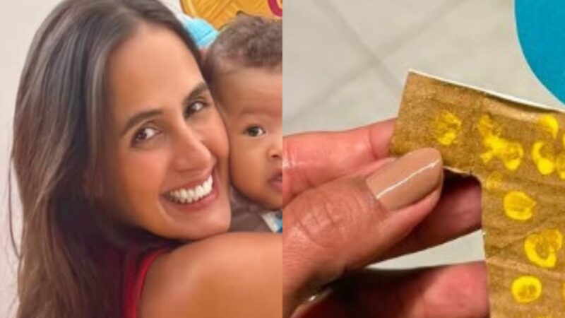 Carol Peixinho se derrete com presente especial do filho de 6 meses: ‘Melhor coisa’