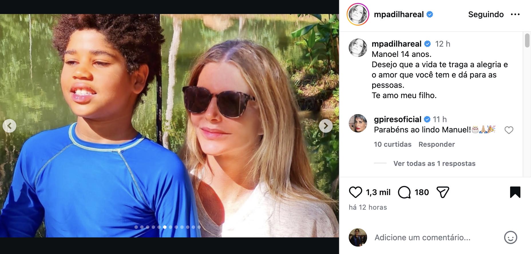 Maria Padilha celebra o aniversário do filho, Manoel - Foto: Reprodução / Instagram