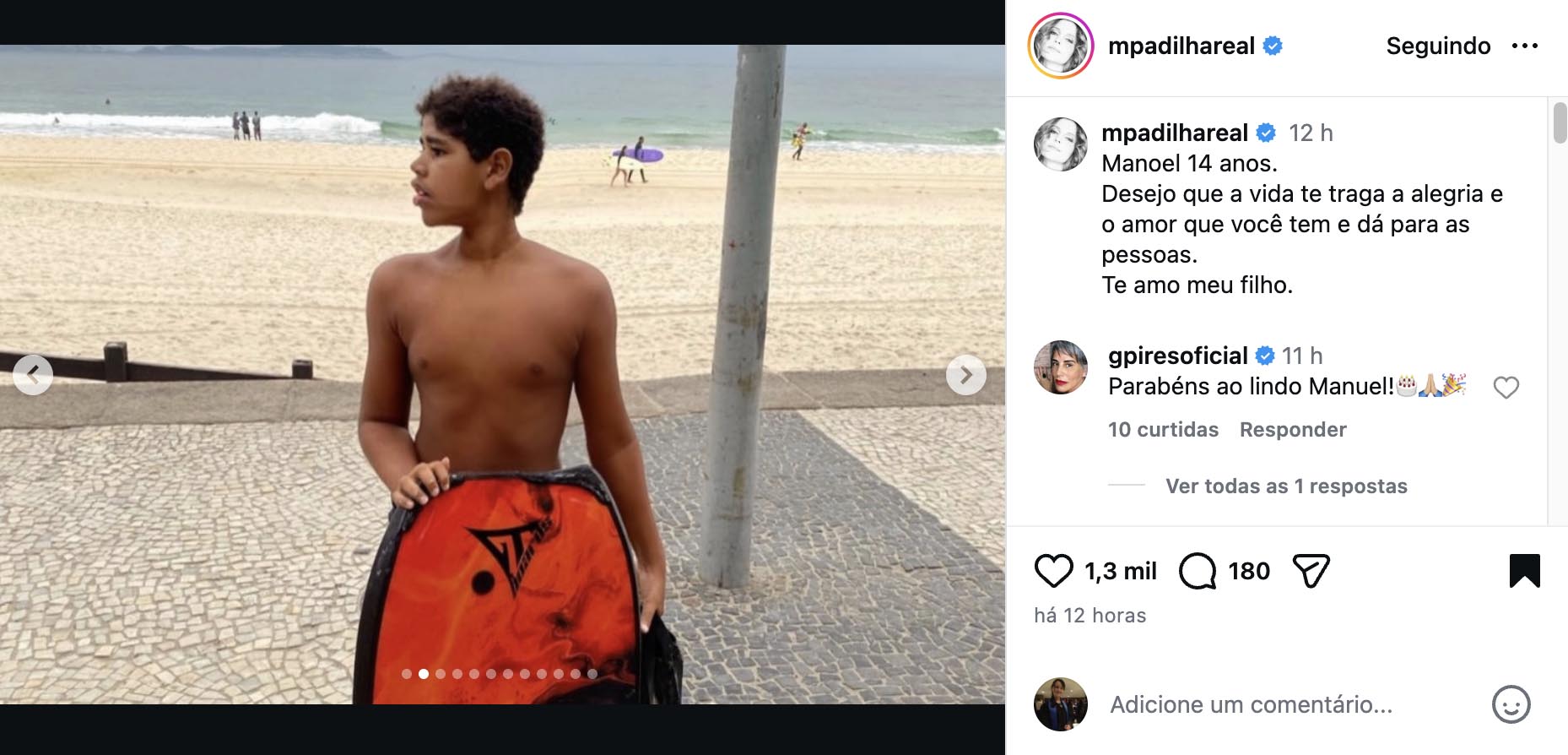 Maria Padilha celebra o aniversário do filho, Manoel - Foto: Reprodução / Instagram