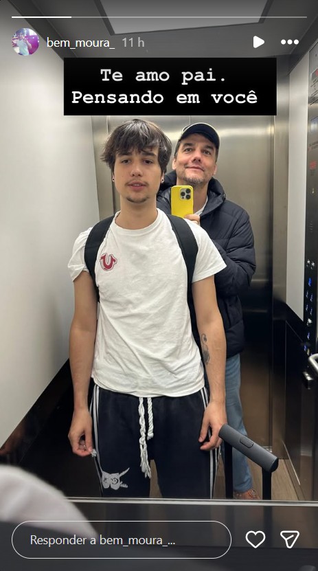 Wagner Moura com o filho mais velho, Bem Moura - Foto: Reprodução/Instagram @bem_moura_