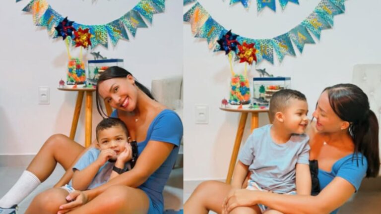 Ex-BBB Maxiane celebra aniversário do filho
