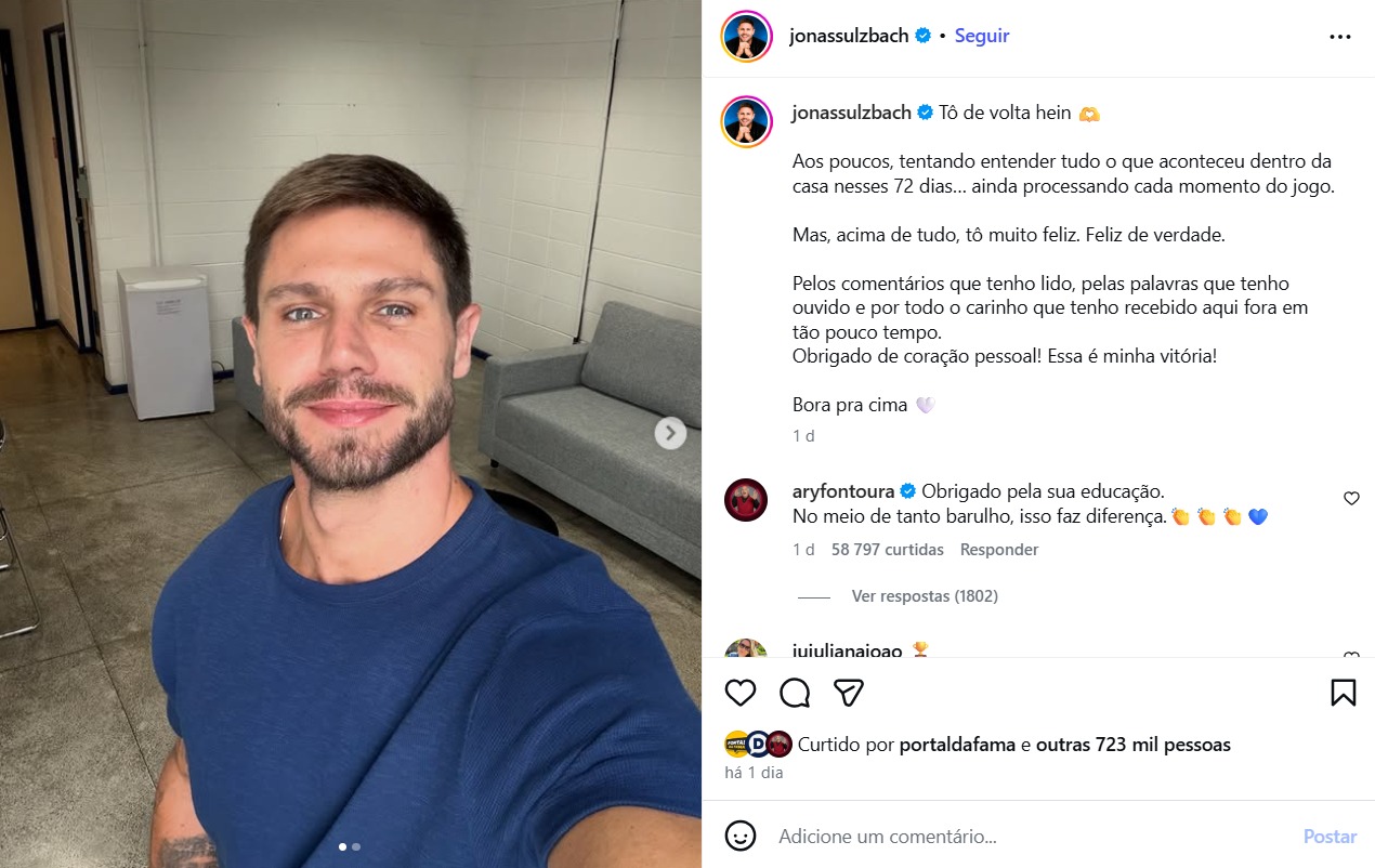 Jonas Sulzbach - Foto: Reprodução / Instagram @jonassulzbach