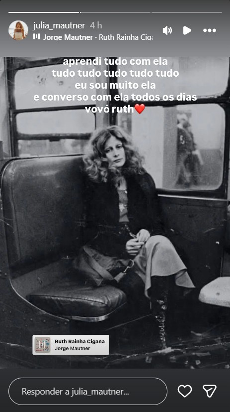 Júlia Mautner lamenta morte da avó, Ruth Mautner - Foto: Reprodução / Instagram @julia_mautner