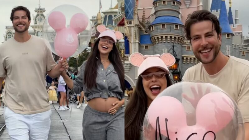 Na Disney, ex-BBBs Laís Caldas e Gustavo Marsengo revelam o nome da filha