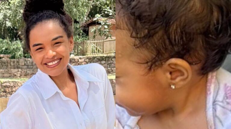 Lucy Ramos encanta ao mostrar a filha se refrescando no calor