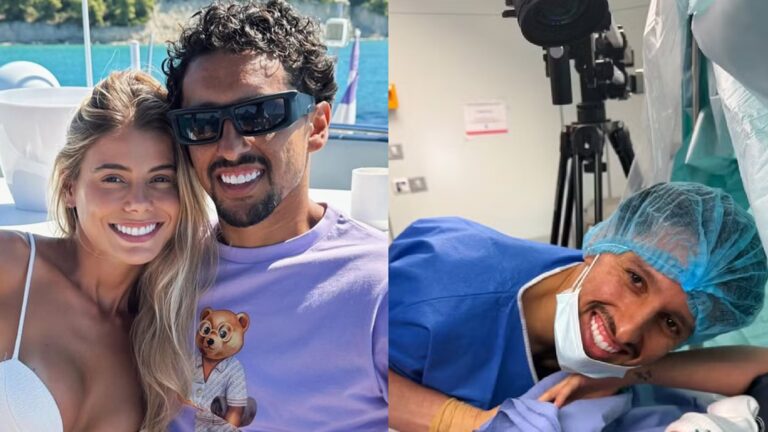 Jogador Marquinhos e a esposa anunciam nascimento do filho; veja o rosto do bebê