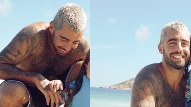 Pedro Scooby e a filha caçula, Aurora, em praia do Rio de Janeiro — Foto: Reprodução/Instagram