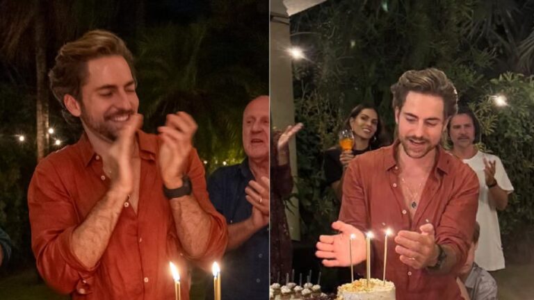 Viúvo de Paulo Gustavo comemora 38 anos em família e bolo sofisticado rouba a cena