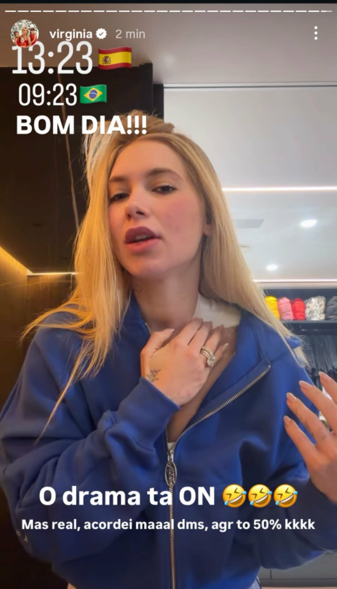 Virginia acorda mal em Madri - Foto: @virginia