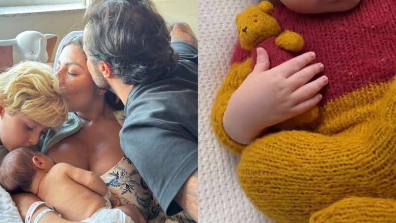 Esposa de Thammy Miranda mostra ensaio newborn de segundo filho: ‘Meu ursinho’