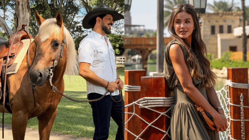 Sorocaba, cavalo e esposa - Fotos: Reprodução/Instagram