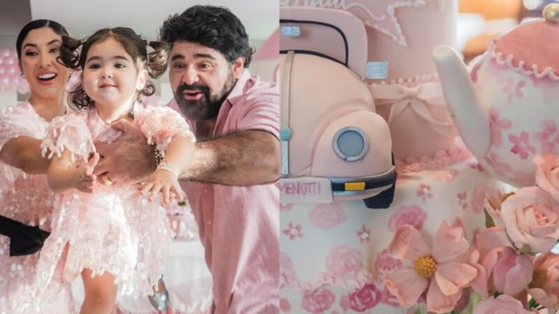 Filha de Fabiano Menotti celebra aniversário de 2 anos com bolo temático de luxo