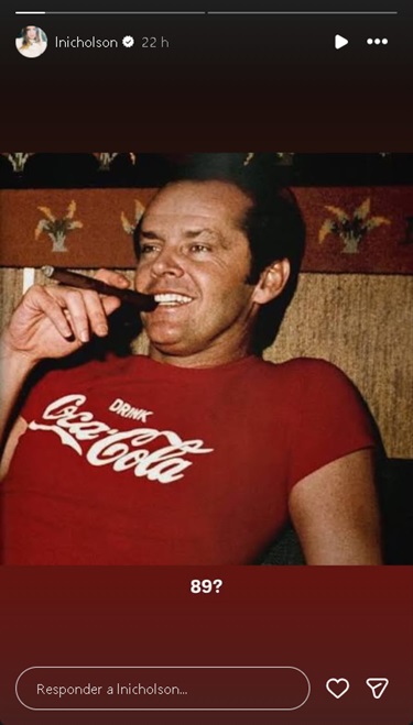 Jack Nicholson em foto antiga publicada pela filha Lorraine Nicholson — Foto: Reprodução/Instagram