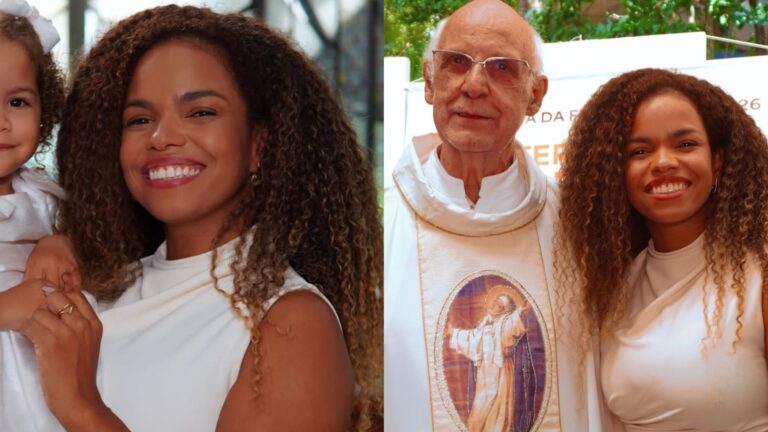 Aos 2 anos, filha de Jeniffer Nascimento é batizada em capela por Padre Julio Lancellotti