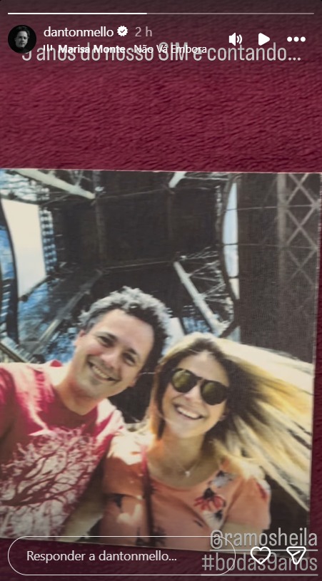 Danton Mello com a esposa, Sheila Ramos - Foto: Reprodução / Instagram @dantonmello 