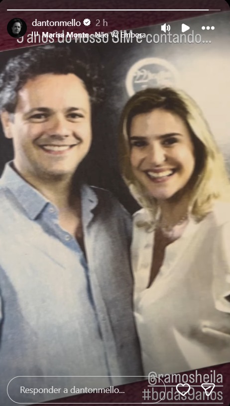 Danton Mello com a esposa, Sheila Ramos - Foto: Reprodução / Instagram @dantonmello 