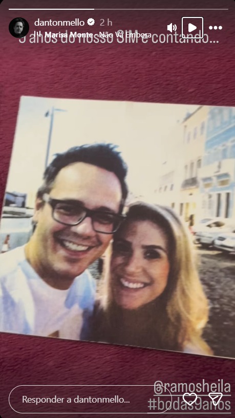 Danton Mello com a esposa, Sheila Ramos - Foto: Reprodução / Instagram @dantonmello 