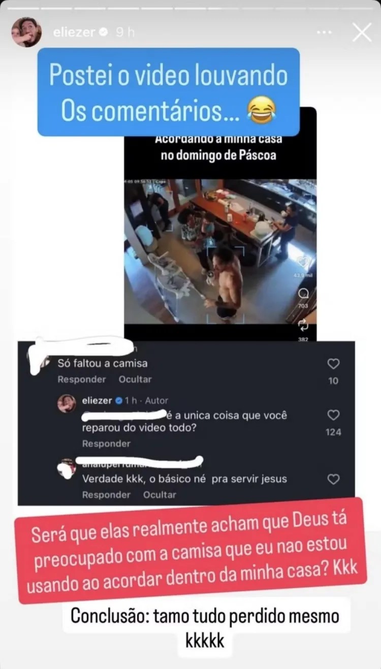 Story de Eliezer - Foto: Reprodução/Instagram