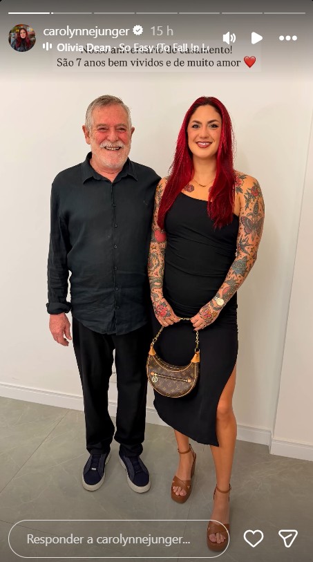 José de Abreu e Carol Junger estão juntos há sete anos - Foto: Reprodução/Instagram @carolynnejunger 