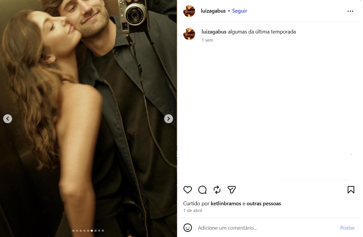 Felipe Ricca e Luiza Gabus Mendes - Foto: Reprodução / Instagram @luizagabus