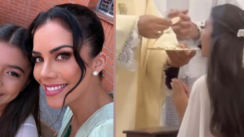 Aos 11 anos, filha de Daniela Albuquerque tem primeira comunhão emocionante