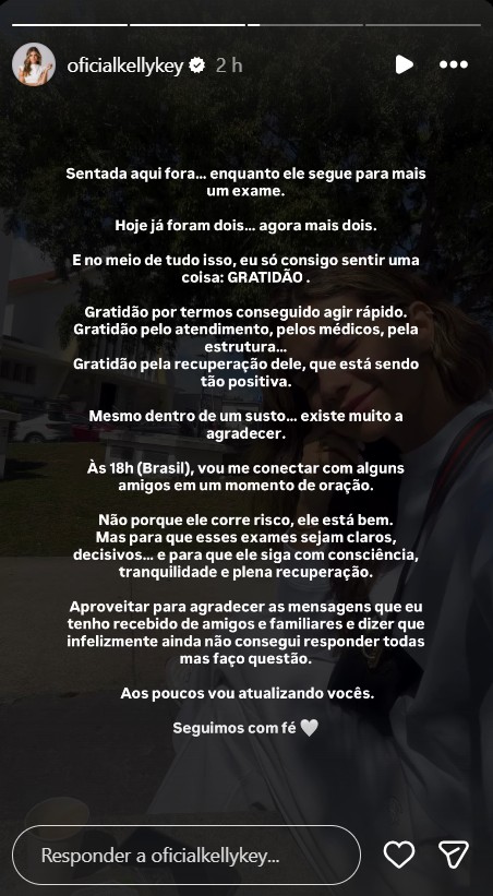 Kelly Key atualiza quadro de saúde do marido após AVC - Foto: Reprodução/Instagram @oficialkellykey