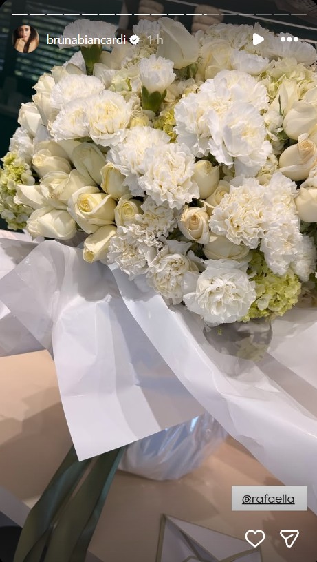 Rafaella Santos presenteia a cunhada, Bruna Biancardi, com vaso de flores - Foto: Reprodução/Instagram @brunabiancardi