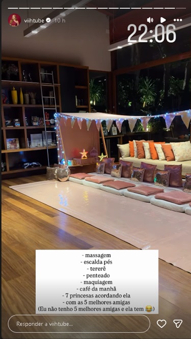 Viih Tube prepara SPA para o aniversário de Lua — Foto: Reprodução/Instagram