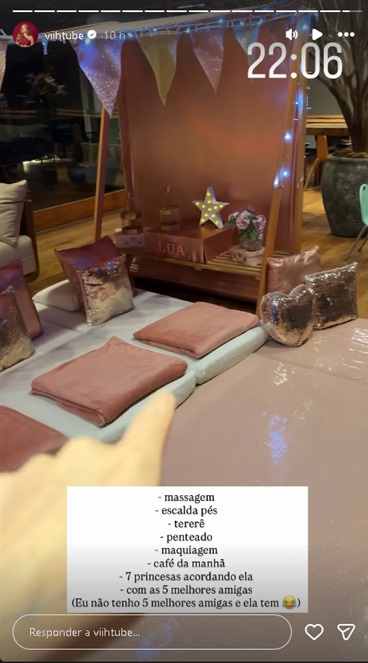 Viih Tube prepara SPA para o aniversário de Lua — Foto: Reprodução/Instagram