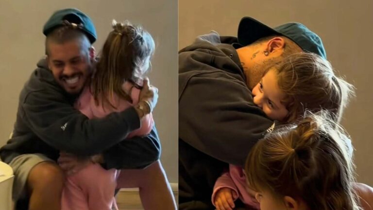 Zé Felipe reencontra os filhos após viagens deles com Virginia: ‘Saudade’