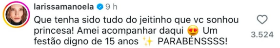 Comentário Larissa Manoela - Foto: Reprodulção/Instagram