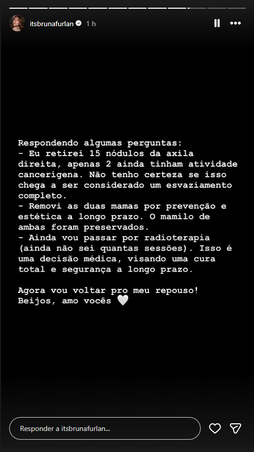 Storie Bruna Furlan - Foto: Reprodução/Instagram