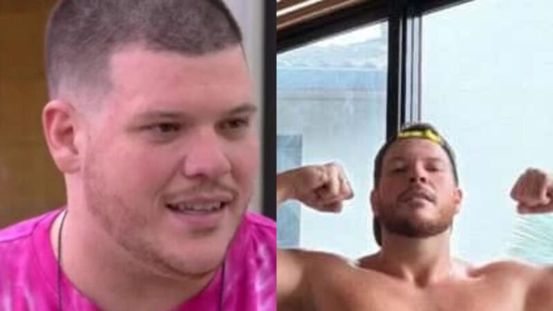 Ferrugem posa sem camisa após perder mais de 45 kg e antes e depois impressiona