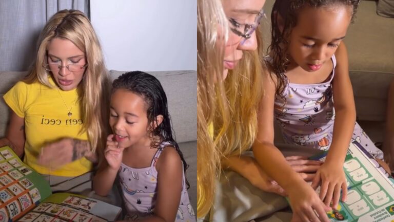 Filha de Karoline Lima e Éder Militão acha figurinha do pai no álbum da Copa e encanta: ‘É o papai!’
