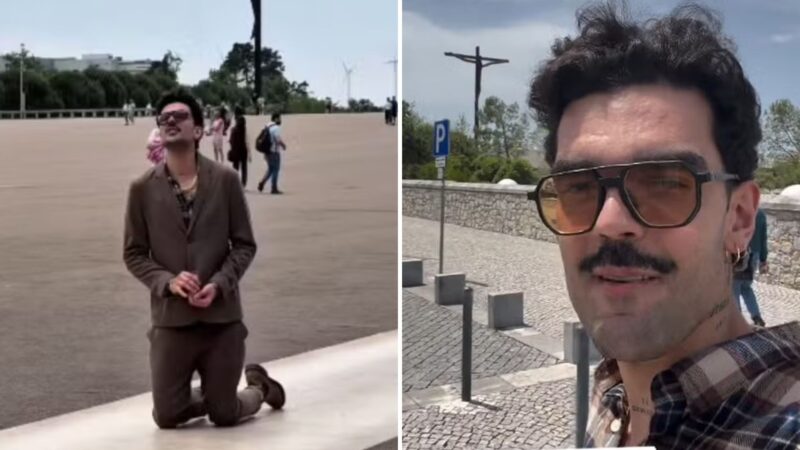 Antes de show, Luan Pereira paga promessa em Portugal: ‘Peregrinando de joelhos’