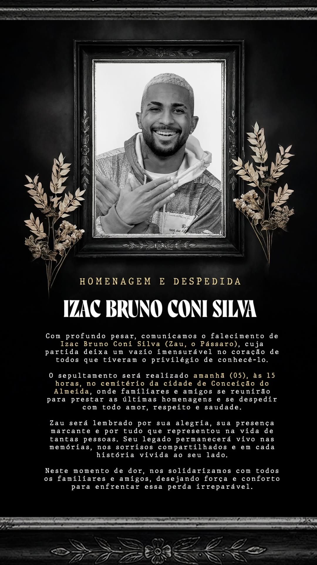 Cantor Zau O Pássaro morre após batida entre carro e caminhão - Foto: Instagram 