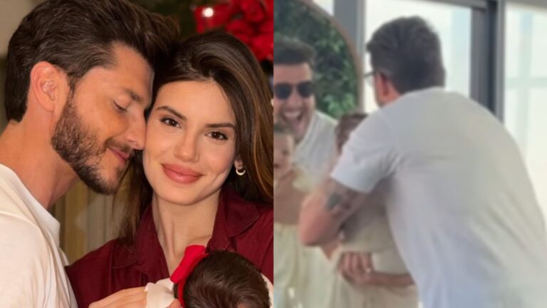 Filha de Klebber Toledo e Camila Queiroz rouba a cena em vídeo com o pai: ‘Klebinha’